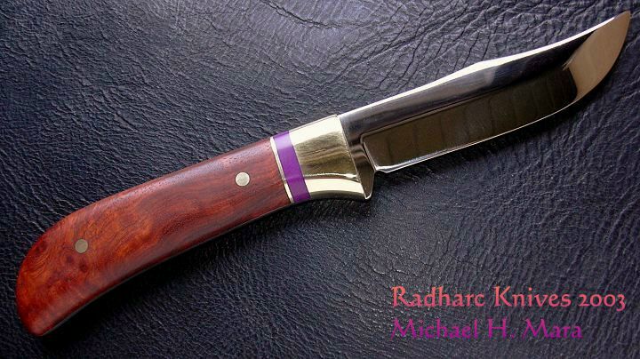 Amboyna Burl, Sugilite, 440C, and brass knife