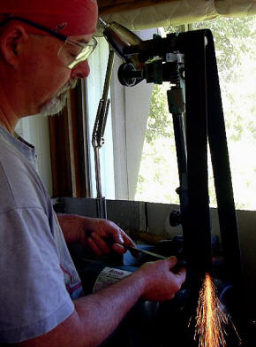 Hand grinding a custom knife