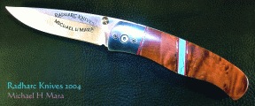 Thuya Burl, 440C steel folding knife