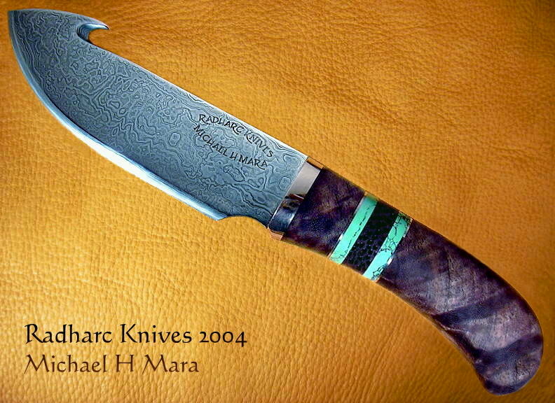 Walnut Damascus Hunting and skinning knife