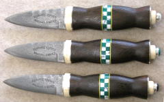 Set of three matching Damascus Sgian Dubhs