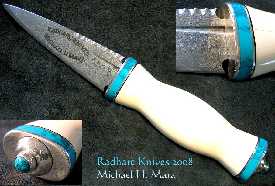 Hand Forged Damascus and Ivory Sgian Dubh